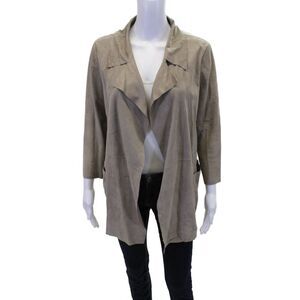 Suprema Womens Long Sleeve Open Front Suede Light Jacket Brown Size IT 42